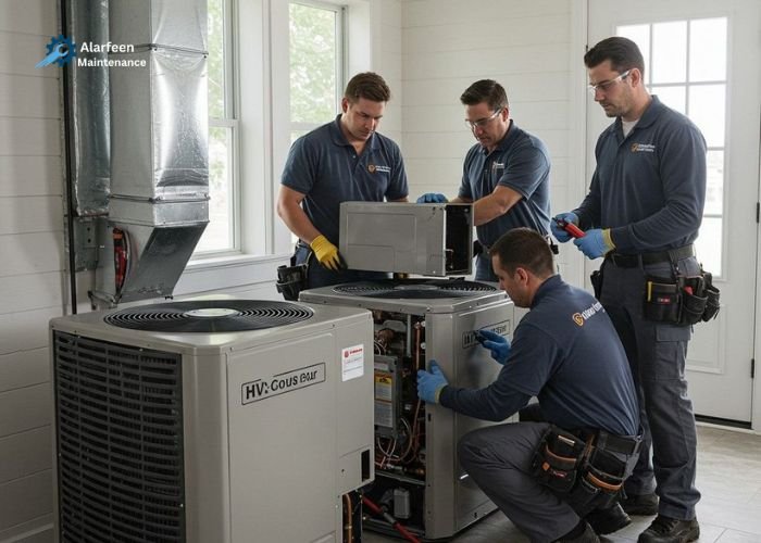 AC repair technician fixing air conditioner in Riyadh Saudi Arabia