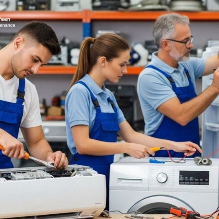 Technician repairing washing machine in Riyadh